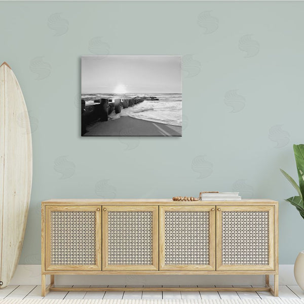 Stupell Industries Natalie Carpentieri | Beach Tide Sea Foam Landscape Black White Photography Wall Art