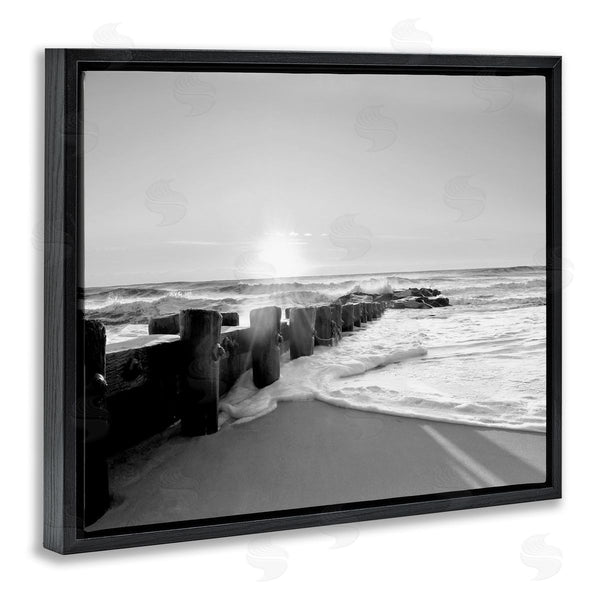 Stupell Industries Natalie Carpentieri | Beach Tide Sea Foam Landscape Black White Photography Wall Art