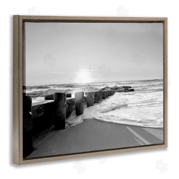 Stupell Industries Natalie Carpentieri | Beach Tide Sea Foam Landscape Black White Photography Wall Art