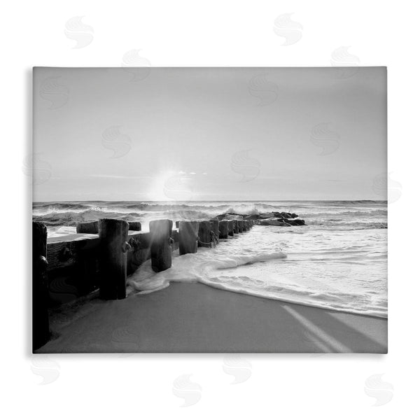 stupell industries Natalie Carpentieri | Beach Tide Sea Foam Landscape Black White Photography Wall Art