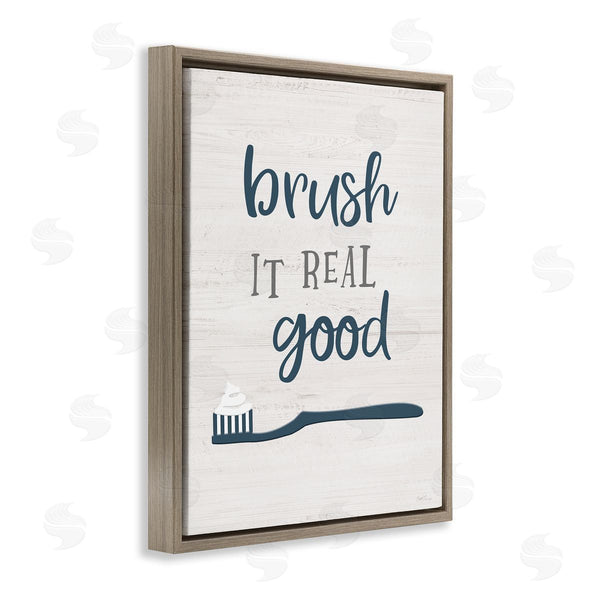 Stupell Industries Natalie Carpentieri | Brush It Real Good Phrase Dental Hygiene Humor Wall Art