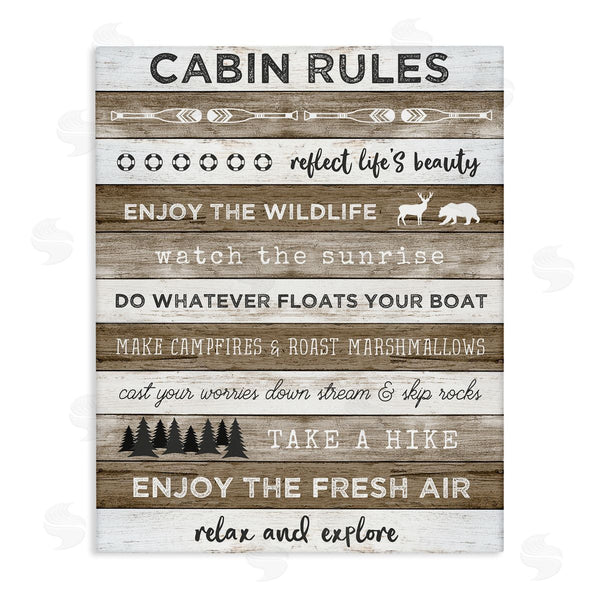 stupell industries Natalie Carpentieri | Cabin Rules Motivational List Rustic Forest Plank Pattern Wall Art