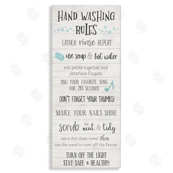 stupell industries Natalie Carpentieri | Hand Washing Rules Bathroom Guide Positive Hygiene Wall Art