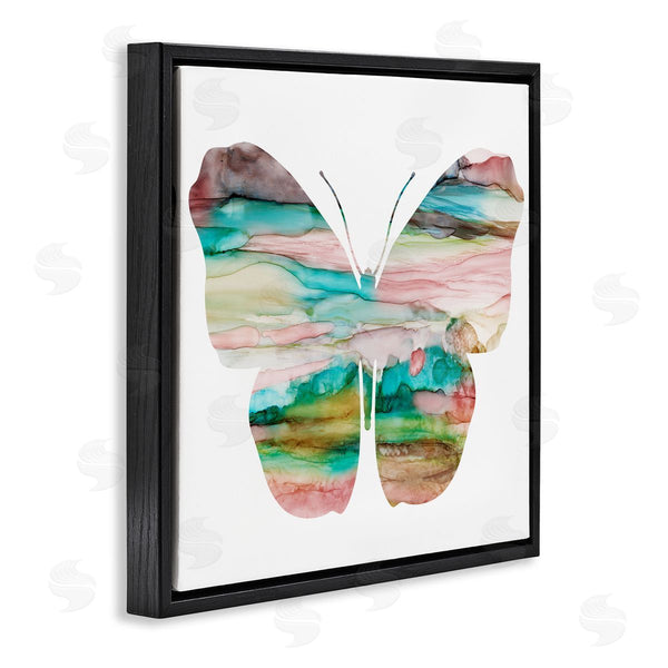 Stupell Industries Natalie Carpentieri | Layered Watercolor Stripes Butterfly Shape Silhouette Wall Art