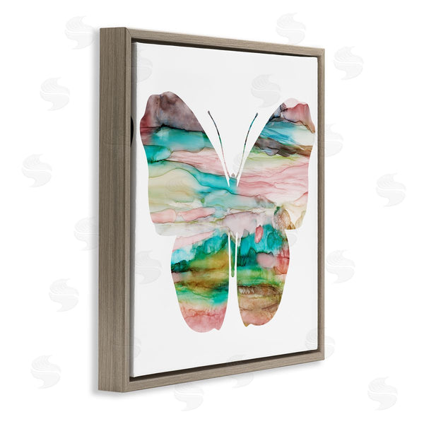 Stupell Industries Natalie Carpentieri | Layered Watercolor Stripes Butterfly Shape Silhouette Wall Art