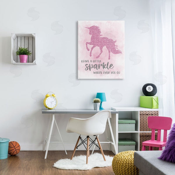 Stupell Industries Natalie Carpentieri | Leave A Little Sparkle Phrase Pink Shimmer Unicorn Wall Art