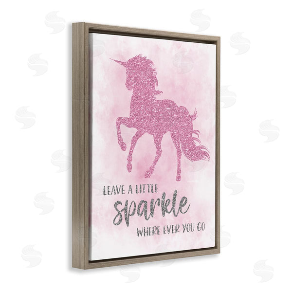 Stupell Industries Natalie Carpentieri | Leave A Little Sparkle Phrase Pink Shimmer Unicorn Wall Art