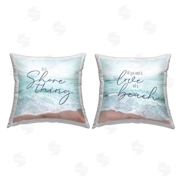 Stupell Industries Natalie Carpentieri | Love And A Beach Coastal Phrases Printed Throw Pillow Set