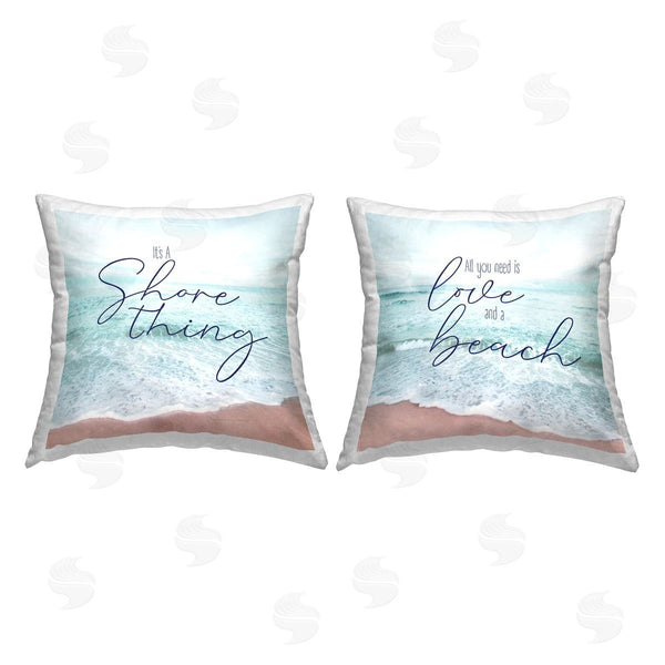 stupell industries Natalie Carpentieri | Love And A Beach Coastal Phrases Printed Throw Pillow Set
