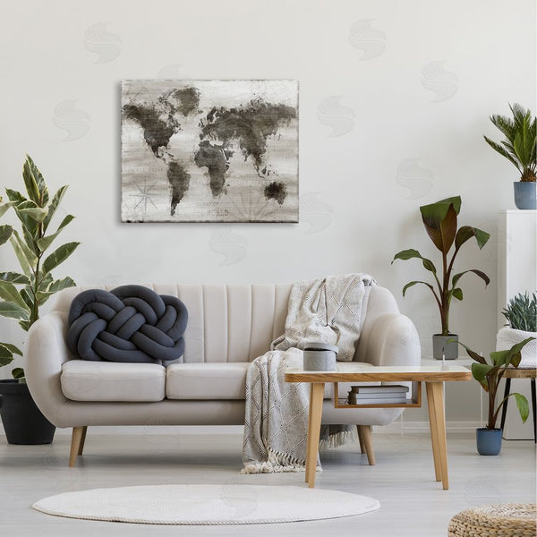 Stupell Industries Natalie Carpentieri | Navigant World Map Distressed Vintage Land Chart Wall Art