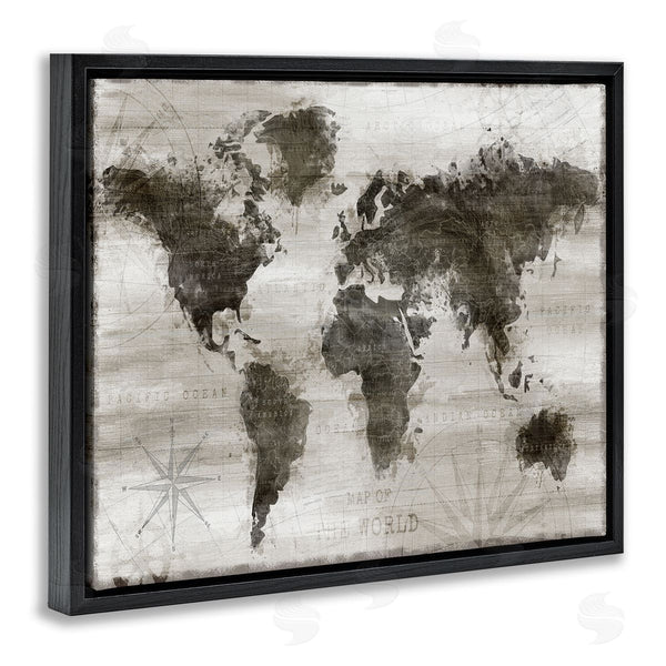 Stupell Industries Natalie Carpentieri | Navigant World Map Distressed Vintage Land Chart Wall Art
