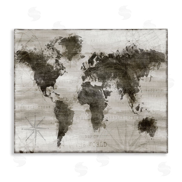 stupell industries Natalie Carpentieri | Navigant World Map Distressed Vintage Land Chart Wall Art