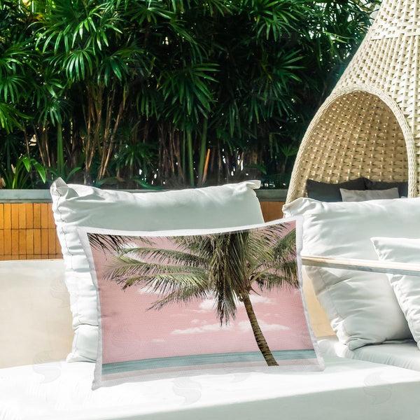 Stupell Industries Natalie Carpentieri | Pink Dusted Tropical Beach Printed Throw Pillow