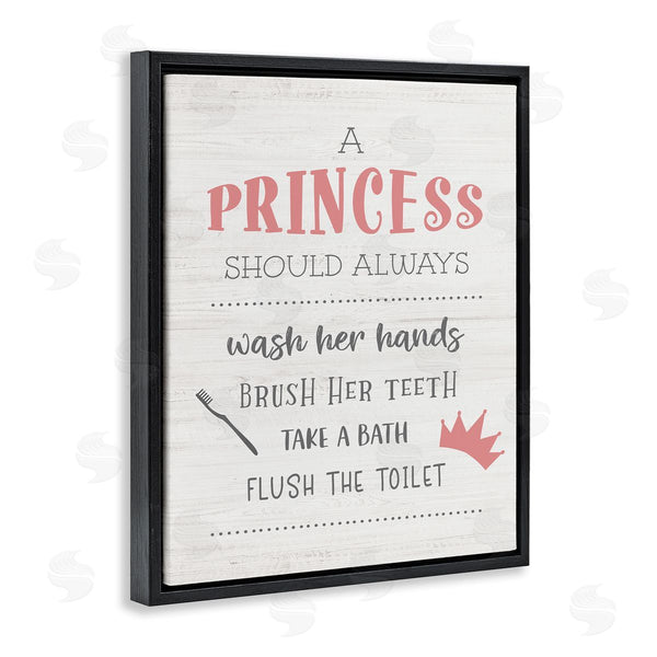 Stupell Industries Natalie Carpentieri | Princess Bathroom Rules Good Hygiene Phrases Pink Crown Wall Art