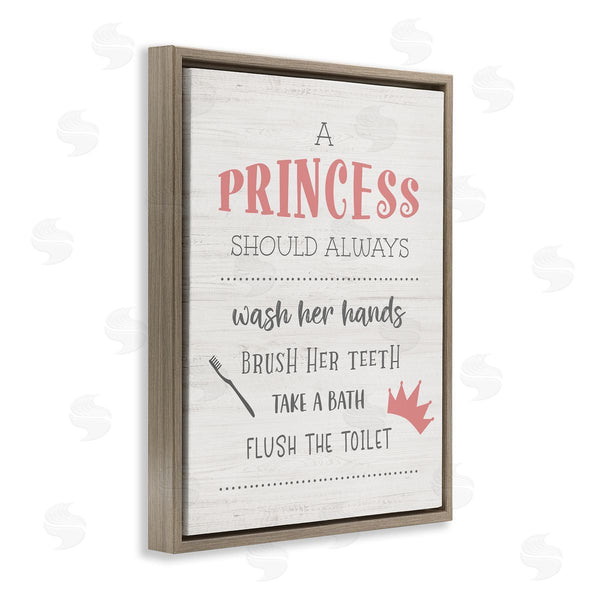 Stupell Industries Natalie Carpentieri | Princess Bathroom Rules Good Hygiene Phrases Pink Crown Wall Art