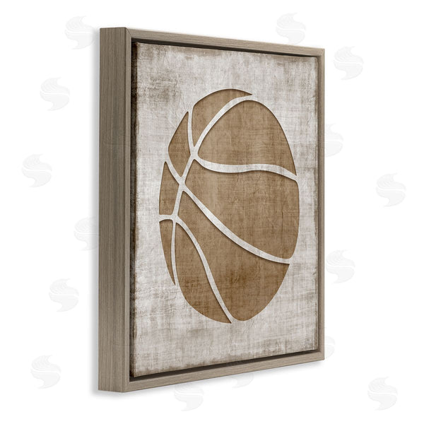 Stupell Industries Natalie Carpentieri | Rustic Basketball Silhouette Shape Sports Team Ball Wall Art