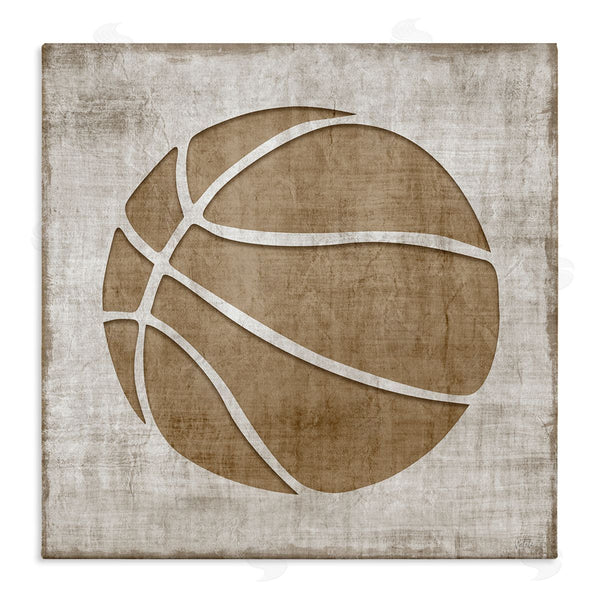 stupell industries Natalie Carpentieri | Rustic Basketball Silhouette Shape Sports Team Ball Wall Art