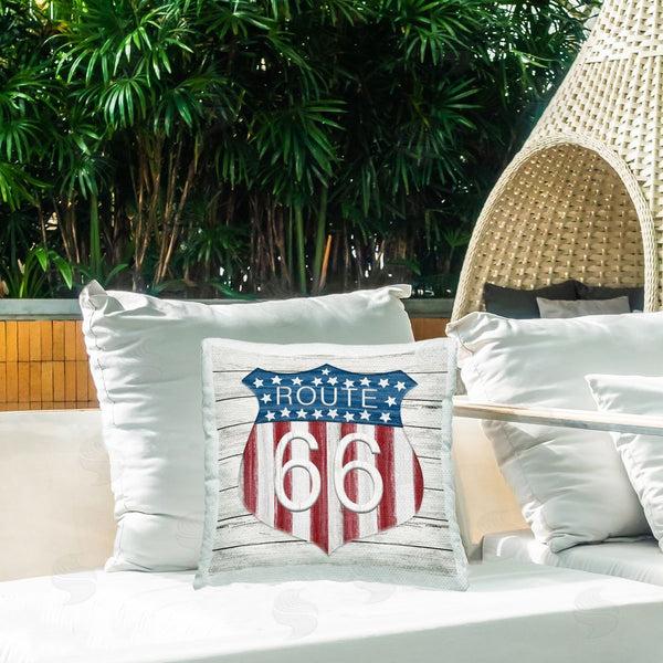 Stupell Industries Natalie Carpentieri | Rustic Route 66 Printed Throw Pillow
