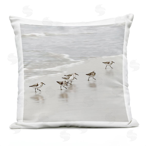 Stupell Industries Natalie Carpentieri | Scurrying Sandpiper Birds Printed Throw Pillow