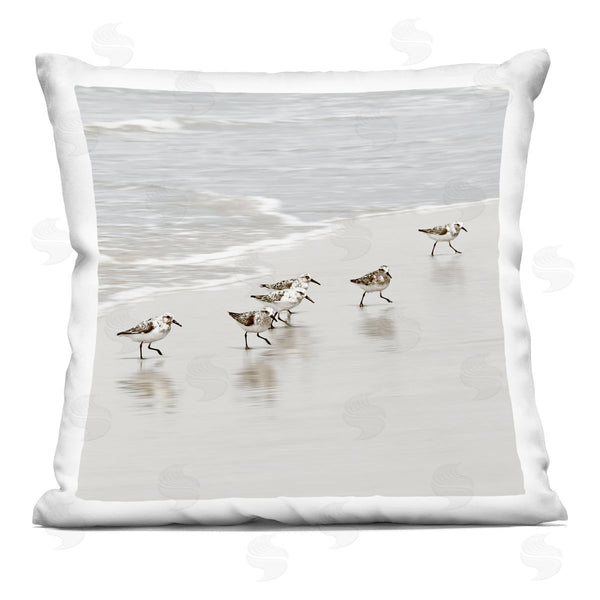 stupell industries Natalie Carpentieri | Scurrying Sandpiper Birds Printed Throw Pillow