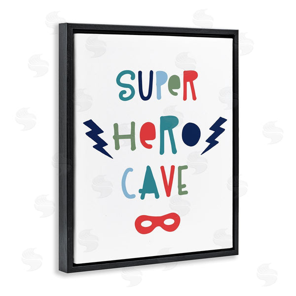 Stupell Industries Natalie Carpentieri | Super Hero Cave Sign Playful Typography Red Mask Wall Art