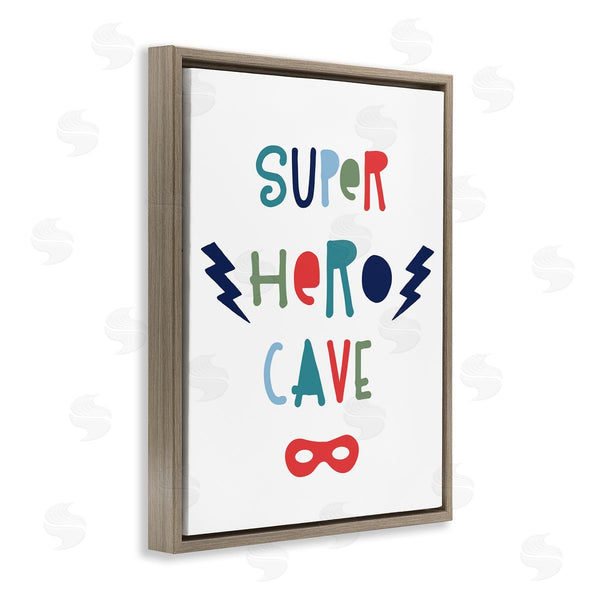 Stupell Industries Natalie Carpentieri | Super Hero Cave Sign Playful Typography Red Mask Wall Art