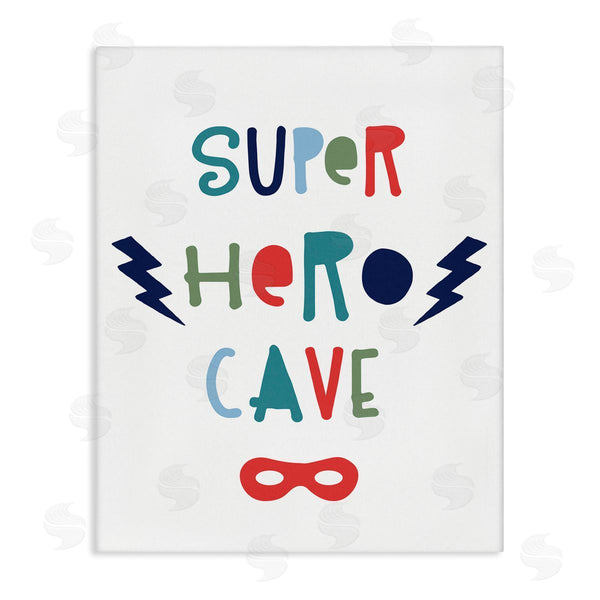stupell industries Natalie Carpentieri | Super Hero Cave Sign Playful Typography Red Mask Wall Art