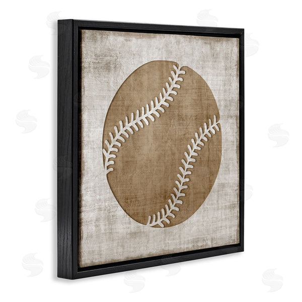Stupell Industries Natalie Carpentieri | Weathered Baseball Silhouette Shape Rustic Sports Sign Wall Art