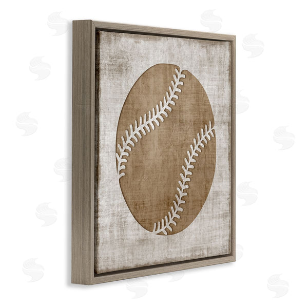 Stupell Industries Natalie Carpentieri | Weathered Baseball Silhouette Shape Rustic Sports Sign Wall Art