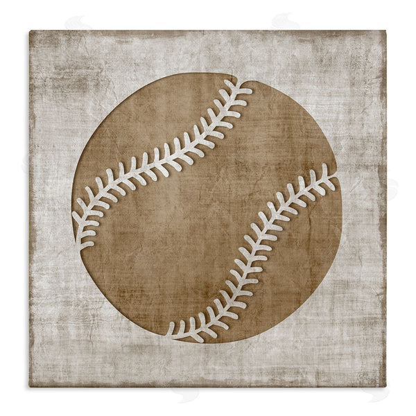 stupell industries Natalie Carpentieri | Weathered Baseball Silhouette Shape Rustic Sports Sign Wall Art