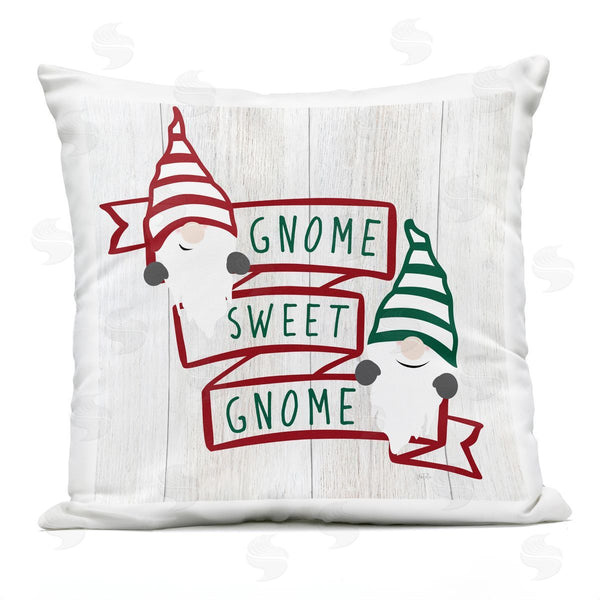 Stupell Industries Natalie Carpentieri | Welcoming Seasonal Red Green Gnomes Banner Printed Throw Pillow