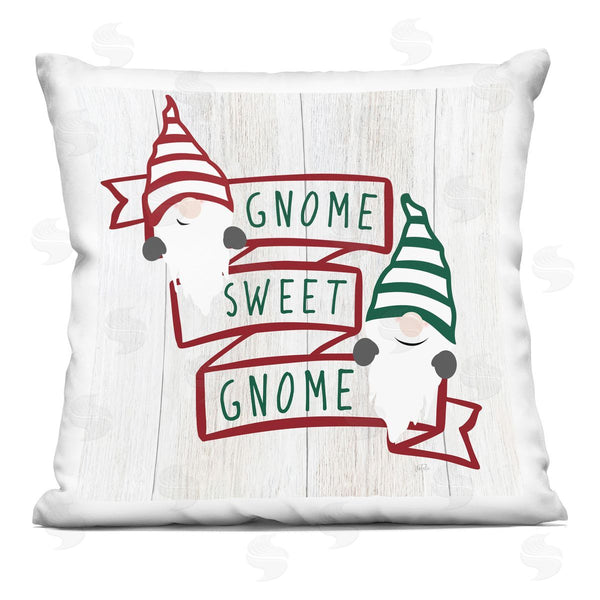 stupell industries Natalie Carpentieri | Welcoming Seasonal Red Green Gnomes Banner Printed Throw Pillow