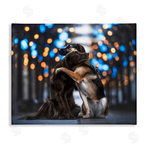 stupell industries Natalie Grosse | Hugging Dogs with Bokeh Wall Art