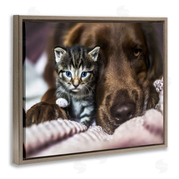 Stupell Industries Natalie Grosse | Kitten & Dog Snuggling Wall Art