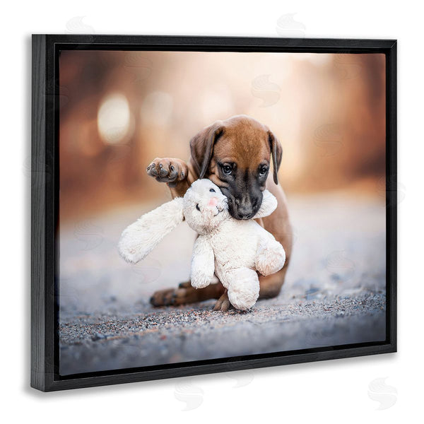 Stupell Industries Natalie Grosse | Puppy With Plushie Toy Wall Art