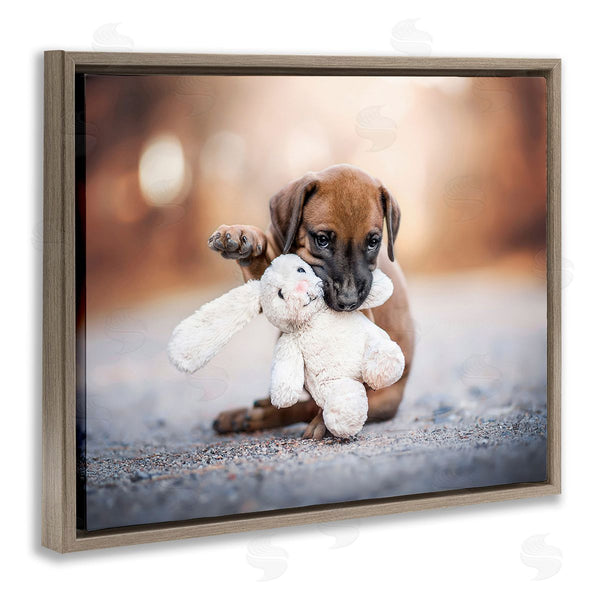 Stupell Industries Natalie Grosse | Puppy With Plushie Toy Wall Art