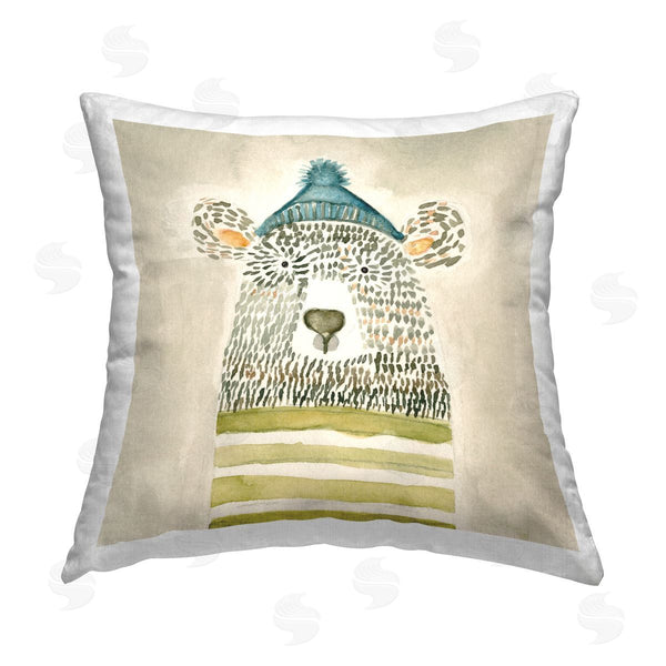 stupell industries Natalie Timbrook | Abstract Bear in Hat Printed Throw Pillow