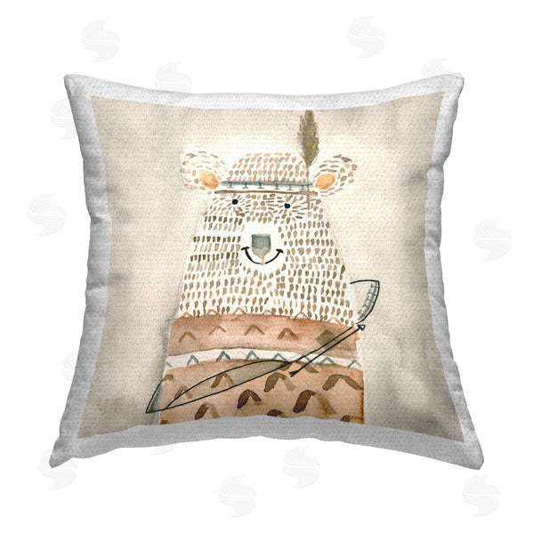 Stupell Industries Natalie Timbrook | Boho Patterned Bear Printed Throw Pillow
