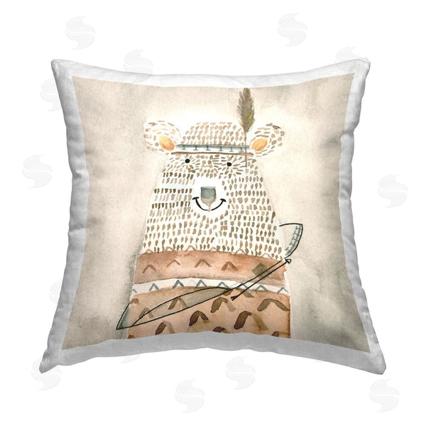 stupell industries Natalie Timbrook | Boho Patterned Bear Printed Throw Pillow