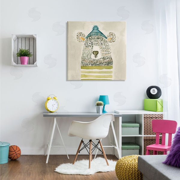 Stupell Industries Natalie Timbrook | Hipster Bear With Striped Shirt Blue Beanie Wall Art