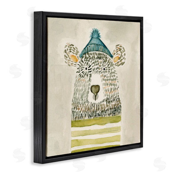 Stupell Industries Natalie Timbrook | Hipster Bear With Striped Shirt Blue Beanie Wall Art