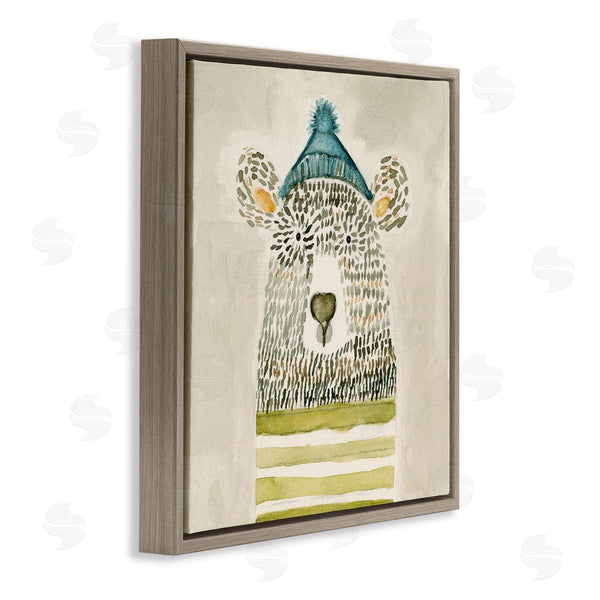 Stupell Industries Natalie Timbrook | Hipster Bear With Striped Shirt Blue Beanie Wall Art