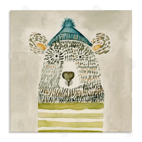 stupell industries Natalie Timbrook | Hipster Bear with Striped Shirt Blue Beanie Wall Art
