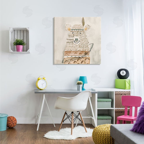 Stupell Industries Natalie Timbrook | Native Bear With Pattern Shirt Neutral Watercolor Wall Art