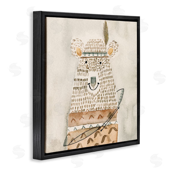 Stupell Industries Natalie Timbrook | Native Bear With Pattern Shirt Neutral Watercolor Wall Art