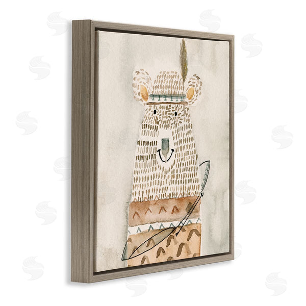 Stupell Industries Natalie Timbrook | Native Bear With Pattern Shirt Neutral Watercolor Wall Art
