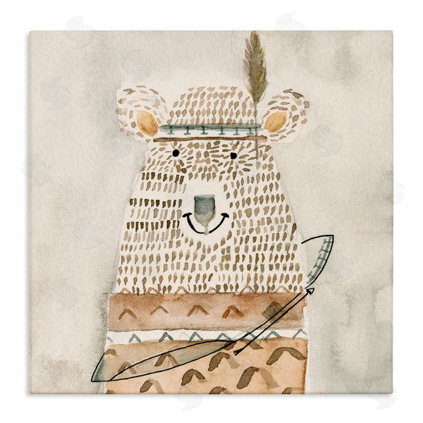 stupell industries Natalie Timbrook | Native Bear with Pattern Shirt Neutral Watercolor Wall Art