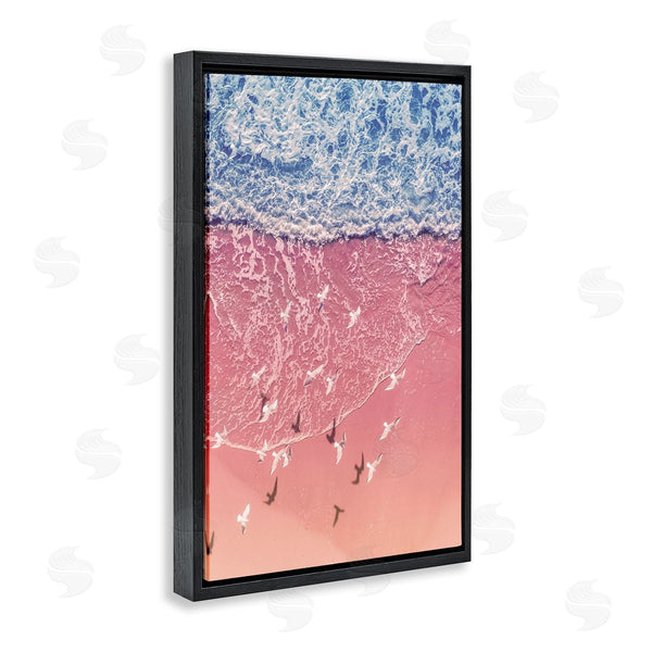 Stupell Industries Nataly White | Aerial Seagulls Over Beach Wall Art