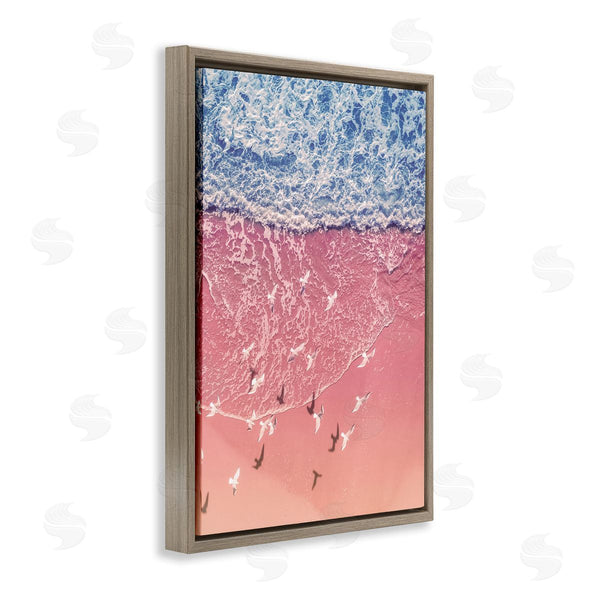 Stupell Industries Nataly White | Aerial Seagulls Over Beach Wall Art