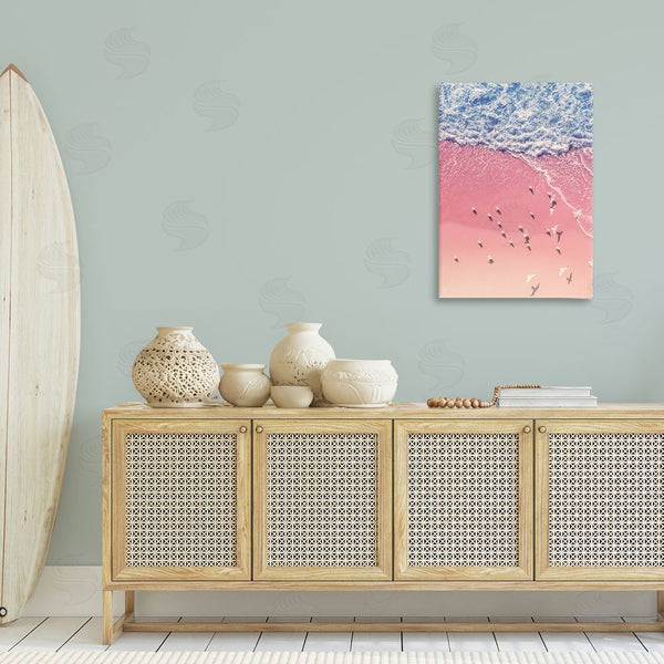 Stupell Industries Nataly White | Aerial Seagulls Pink Beach Wall Art
